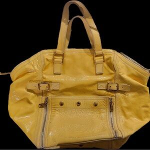 Yves Saint Laurent Rive Gauche Downtown YSL Patent Leather Tote Bag